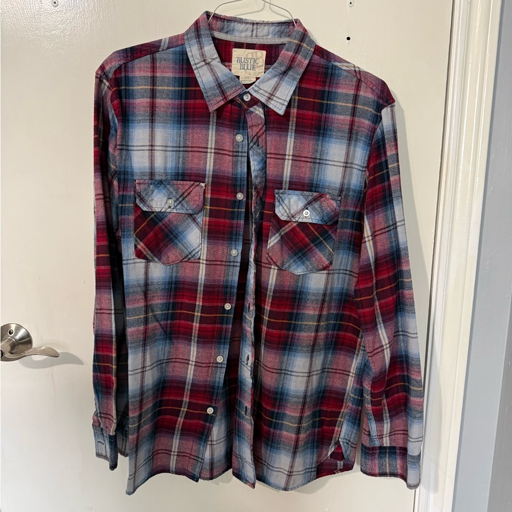 Rustic Blue Men's Red & Blue Plaid Button-Down Shirt